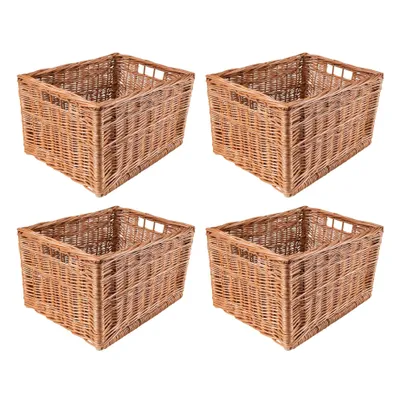 Zdjęcie produktu dla Creative Home 4x Kosz wiklinowy z uchwytami | 40x30x24 cm (+/- 2cm) |Skrzynia do Przechowywania | ręcznie pleciony | na dokumenty, zabawki, narzędzia