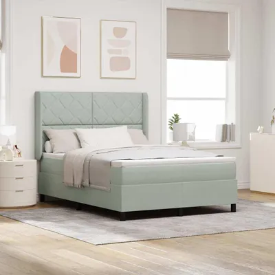 Produktbild von Boxspringbett mit Kopfteil Hellgrau 160 x 200 cm Samt