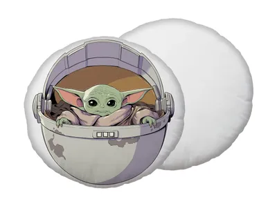 Image de Disney Home Star Wars The Mandalorian oreiller rond Oreiller de voyage doudou 40 cm Baby Yoda vert Capsule de l'espace 100% polyester