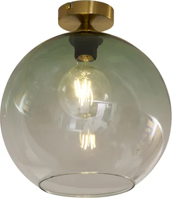 Produktbild von QAZQA - Art Deco Art-Deco-Deckenleuchte I Deckenlampe I Lampe I Leuchte Messing mit grünem Glas - Sandra I Wohnzimmer I Schlafzimmer - Kugel I Kugelförmig - LED geeignet E27