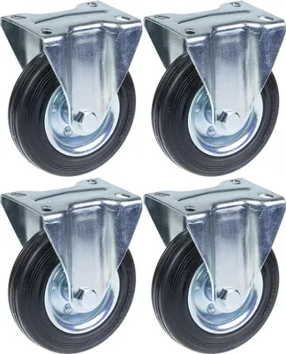 Zdjęcie produktu dla kółka 125 mm 5" z gumowymi oponami, stałe, udźwig 480 kg, zestaw 4 szt
