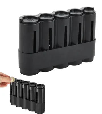 Image de Tri-pièces pour pièces de monnaie, boîte de rangement pour petites pièces, en plastique, couleur noire