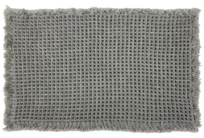 Produktbild von Badematte 46 x 77 cm Dunkelgrau Waffelmuster Saugfähig Rutschfest Maschinenwaschbar