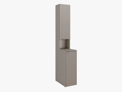 Zdjęcie produktu dla Szafka łazienkowa LORA 210 x 33 x 56 cm wysokości, szafka do przechowywania z półkami, wysoka szafka łazienkowa szara