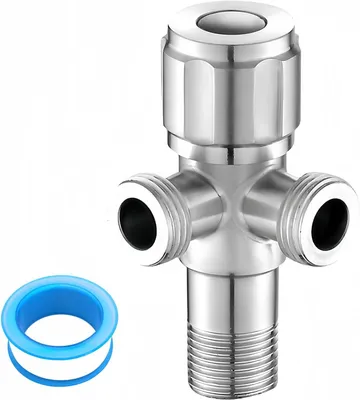 Produktbild von Eckventil mit Rohband, Eckventil 1/2 Zoll, Wasseranschluss, Doppelventil, Eckventil mit 2 Auslässen 1/2 Zoll, für Wandgewinde 1/2 Zoll