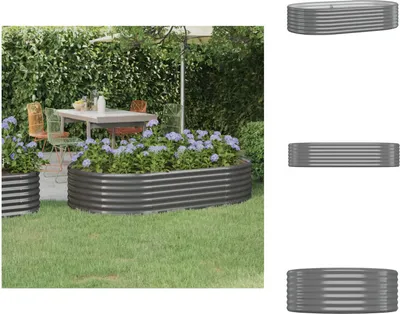 Produktbild von vidaXL Hochbeet Pulverbeschichteter Stahl 175x100x36 cm Grau -  Blumentöpfe & Pflanzgefäße