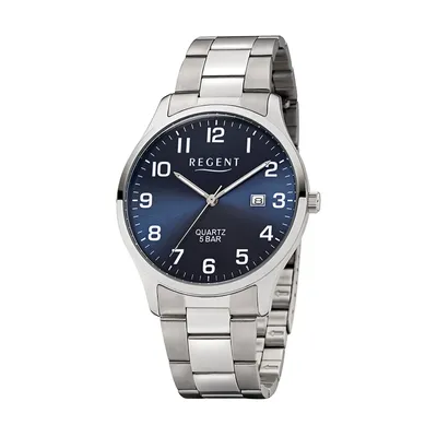 Produktbild von Regent Edelstahl Herren Uhr F-1179 Quarzuhr Armband silber D2UR1153400