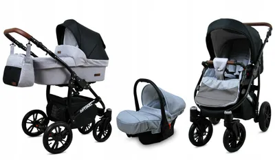 Obrázok produktu pre BabyLux® Optimal | Kočík 3v1 Set | Silver Flex Black | Kombinovaný kočík | Set kočíkov