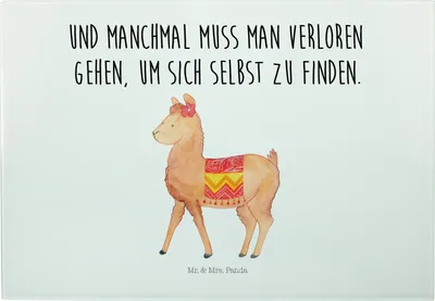 Produktbild von Mr. & Mrs. Panda Schneidebrett Alpaka Stolz - Weiß - Geschenk, Lama, Servierplatte, Hackbrett, Frühstücksbrett, Glas, Schneideplatte