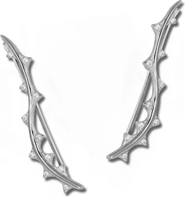 Produktbild von SilberDream weiß Ohrringe Ear Cuff Zickzack Zirkonia Silber Ohrklemmen GSO463W