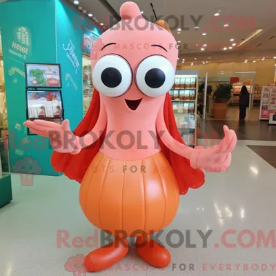 Produktbild von Maskottchenkostüm REDBROKOLY Peach Squid mit Empire-Kleid und Münzbörsen