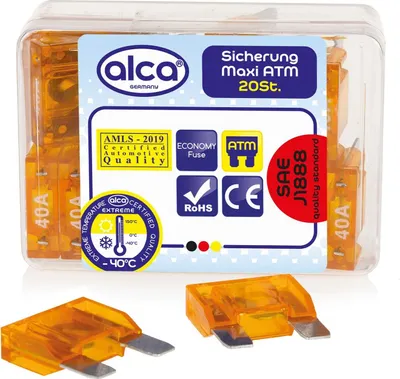 Produktbild von alca® Maxi-Sicherung 40A; 20 St. Economy Box 32 V Farbe - orange Maxi Flachsicherung für Fahrzeuge LKW Bus Schwermaschinen Traktor Auto