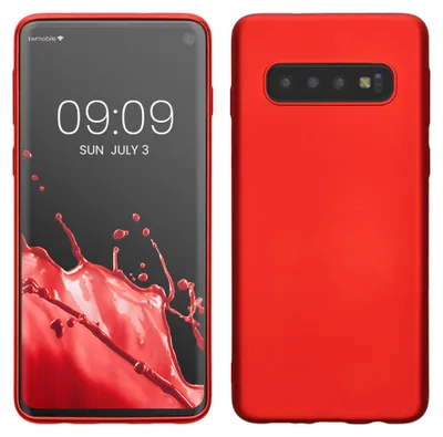 Zdjęcie produktu dla Etui kwmobile na telefon Samsung Galaxy S10 – silikonowe etui z metalicznym połyskiem – etui ochronne – metaliczny ciemnoczerwony