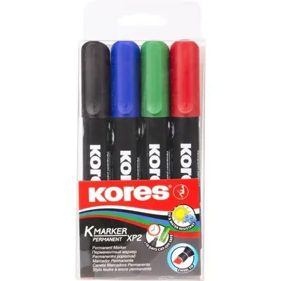 Obrázok produktu pre Kores Permanent-Marker "K MARKER", Keilspitze, 4er Etui
