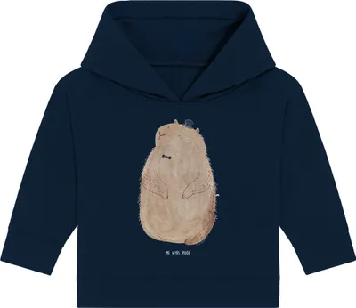 Produktbild von Mr. & Mrs. Panda Organic Baby Hoodie Murmeltier 12. - 18. Monat - French Navy - Geschenk, Kapuzensweatshirt, Anstand, Lustige Sprüche, Fröhlichkeit, Freundlichkeit