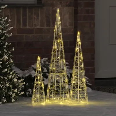 Produktbild von vidaXL Weihnachtsbaum mit 90 LEDs 3 pcs Warmweiß 20 x 20 x 80 cm Acryl