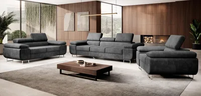 Produktbild von Sofa Set MALTA 3-2-1 Samtstoff Grau