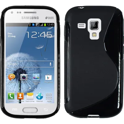 Produktbild von PhoneNatic Case kompatibel mit Samsung Galaxy S Duos - schwarz Silikon Hülle S-Style + 2 Schutzfolien