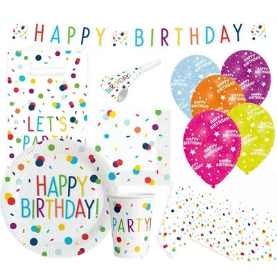 Produktbild von Konfetti Birthday Partyset 60-teilig