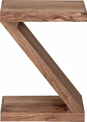 Produktbild von Beistelltisch MUMBAI Massivholz Akazie Z Cube 60cm hoch Wohnzimmer-Tisch Design braun Landhaus-Stil Couchtisch