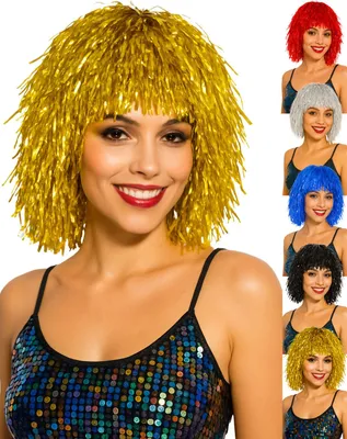 Produktbild von Lametta Perücke in verschiedenen Farben für Damen, Farbe:Gold