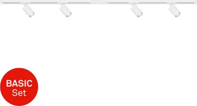 Produktbild von Briloner Rail Schienensystem, Starterset, 4x GU10 Spots, Schwenkbar, Drehbar, Weiß, 1,5 m