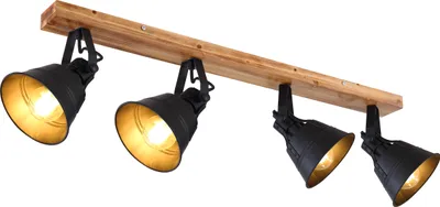 Immagine prodotto di Globo - spot - Gunther - marrone - legno - montaggio a superficie - E27 - 15466S-4