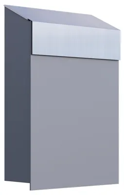 Produktbild von Wandbriefkasten Baby Box in Grau Metallic mit Edelstahlklappe