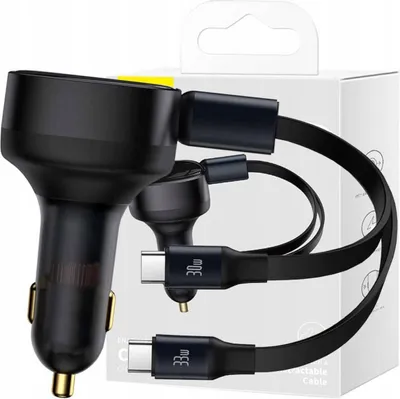 Image de Baseus Enjoyment Chargeur de voiture avec câbles Usb-C, 33W (Noir)