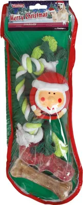 Obrázok produktu pre Flamingo Vianočná ponožka pre psov - set hračky s maškrtami