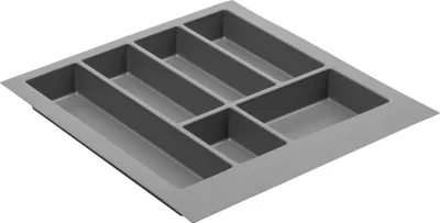 Produktbild von GTV - Schubladeneinsatz Axispace I Besteckkasten für Schubladen Besteckeinsatz Schubladeneinsatz Küche I Küchenschrank aus Kunststoff Besteckkasten Besteckaufbewahrung I Anthrazit 440 x 472 mm