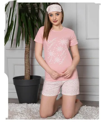 Obrázek produktu pro Dámské pyžamo lososová barva XL Shorty krátké bavlněné 2dílné L-57