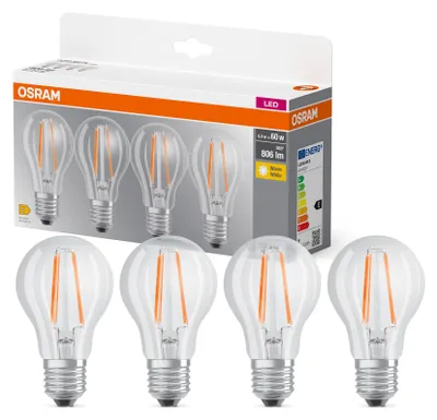 Produktbild von Osram LED BASE A60, Vorteilspack mit 4 Leuchtmittel, ersetzt herkömmliche 60W Gl