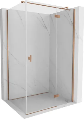 Image de Mexen Mist H T cabine de douche battante droite 70 x 75 cm, transparent, cuivre brossé - 8A5T-070-075-65-00-P