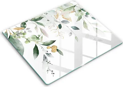 Zdjęcie produktu dla Deska kuchenna – 60 cm x 52 cm - Szklana deska do krojenia - Szkło hartowane – Antypoślizgowa - Akwarelowe Liście