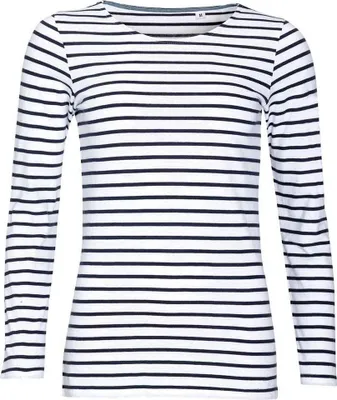 Obrázok produktu pre SOLS - Dámske tričko s dlhým rukávom „Marine“ LT1689 (M) (biele/námornícka modrá)