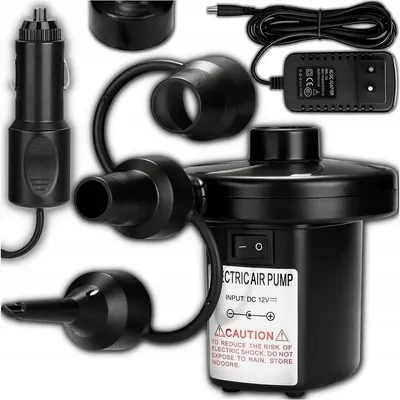 Produktbild von Elektrische Luftpumpe 12V 230V 50W Mit 3 Aufsätzen Für Luftmatratze Pool Ball Auto Und Camping