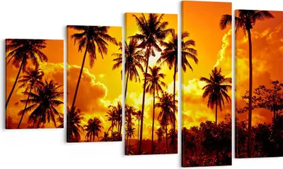 Produktbild von Bild auf Leinwand - Leinwandbild - Palmen Bäume Sonne - 100x60cm - Wand Bild - Wanddeko - Leinwanddruck - Bilder - Kunstdruck - Wanddekoration - Leinwand bilder - Wandkunst - EG100x60-0187