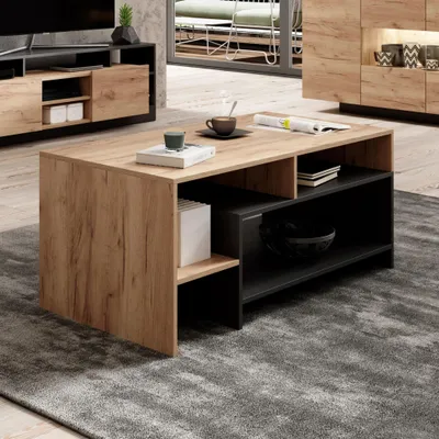 Produktbild von Couchtisch Wohnzimmertisch PANZO 120 cm Craft Eiche Anthrazit Loft