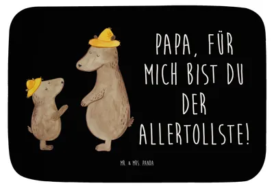 Produktbild von Mr. & Mrs. Panda Badteppich Bären mit Hut - Schwarz - Geschenk, Badematte, Duschvorleger, Vatertag, Muttertag, duschmatte, Familie, Lieblingsmensch, Kinder, Badvorleger