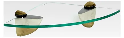 Produktbild von Schwebendes Eckregal aus Glas für das Badezimmer - 20 cm - Klar/Gold - Wandmontage für Küche, Schlafzimmer, Dusche und Dekoration