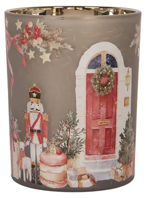 Produktbild von Clayre & Eef Teelichthalter Ø 10x13 cm Grau Glas Weihnachten