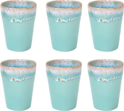 Immagine prodotto di Tazze Costa Nova Grespresso per latte macchiato – 38 cl – Set da 6 – Gres portoghese lavorato a mano – Colore azzurro – 9,5 x 11 cm