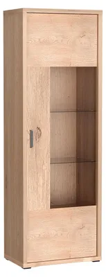 Produktbild von Masseno Vitrinenschrank BRESSO 200 x 68 cm Modern Wohnzimmer Vitrine mit Tür, Eichefarben