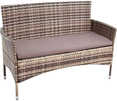 Produktbild von Gartenbank Rattan Gartenmöbel 2-Sitzer Rattanmöbel Sitzbank Sitzkissen Braun