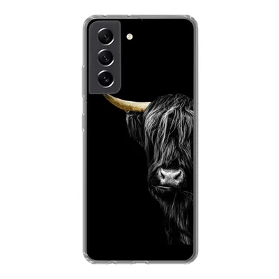 Produktbild von MuchoWow® Handyhülle Schutzhülle Hülle für Samsung Galaxy S21 FE Schottischer Hochländer - Kühe - Gold Silikon Softcase Handy Hülle - Mobiltelefonhülle