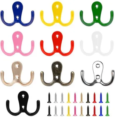 Produktbild von Bunte Doppelhaken 10 Stück Metall klein für Wand