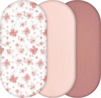 Image de Housse pour berceau - 100 % coton - 81 x 41 cm - Fleurs roses