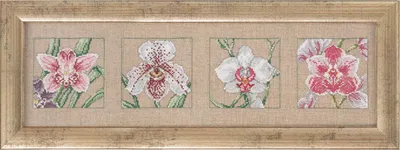 Obrázek produktu pro Výšivky křížem Permin "4 orchideje", počítaný vzor, 63x19cm, 70-5125