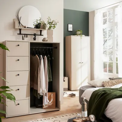 Produktbild von Garderoben Set 3-teilig mit Mehrzweckschrank beige LORCA-80